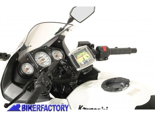BikerFactory Supporto SW Motech base manubrio per GPS con QUICK LOCK per KAWASAKI Ninja 250 R 300 GPS 08 646 10400 B 1019029