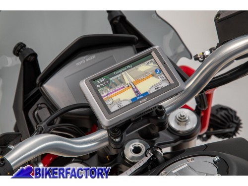 BikerFactory Supporto SW Motech base manubrio per GPS con QUICK LOCK per Moto Guzzi V85 TT GPS 17 646 10100 B 1042463