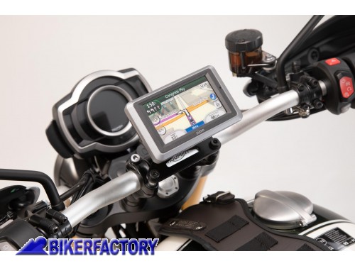 BikerFactory Supporto SW Motech base manubrio per GPS con QUICK LOCK per TRIUMPH Speed Twin Scrambler 1200 XC XE GPS 11 646 10202 B 1042695